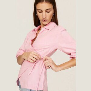 Love, Whit by Whitney Port Pink Wrap Blouse Pink Small S